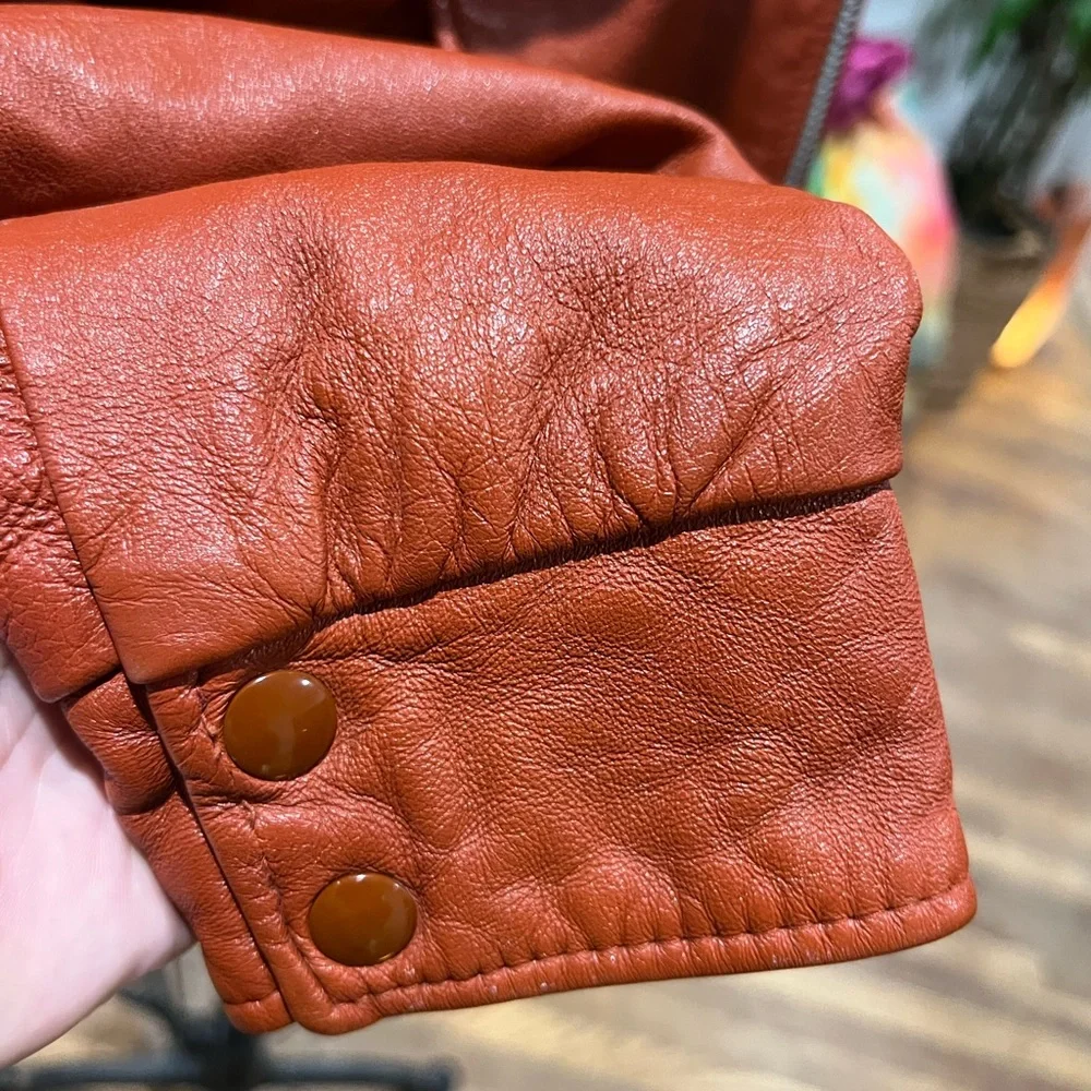 SCHOTT Bros. vintage Sportswear New York Rust Brown Leather Jacket Fall - Picture 5 of 9